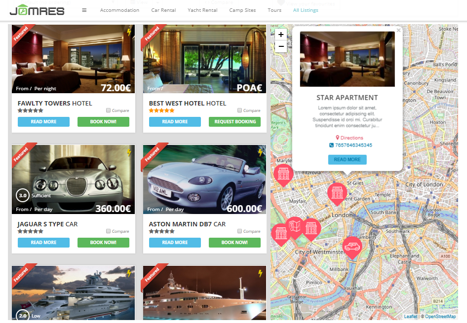 Jomres properties listing and Open Street Maps. Jomres properties listing and Open Street Maps.